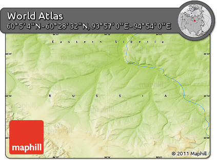 Physical Map of the Area around 60° 16' 48" N, 94° 25' 30" E