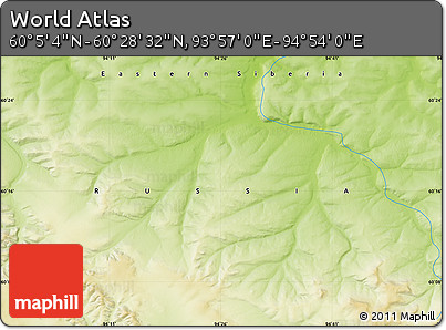 Physical Map of the Area around 60° 16' 48" N, 94° 25' 30" E