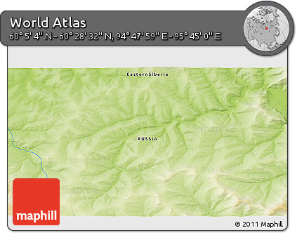 Physical 3D Map of the Area around 60° 16' 48" N, 95° 16' 30" E