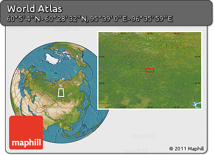 Satellite Location Map of the Area around 60° 16' 48" N, 96° 7' 30" E