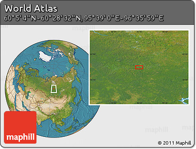 Satellite Location Map of the Area around 60° 16' 48" N, 96° 7' 30" E