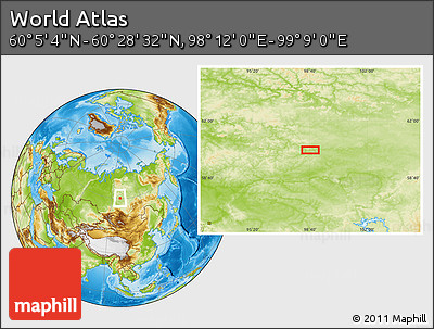 Physical Location Map of the Area around 60° 16' 48" N, 98° 40' 30" E
