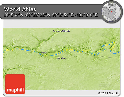 Physical 3D Map of the Area around 60° 16' 48" N, 99° 31' 30" E