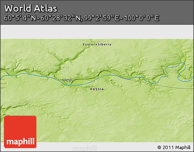 Physical 3D Map of the Area around 60° 16' 48" N, 99° 31' 30" E
