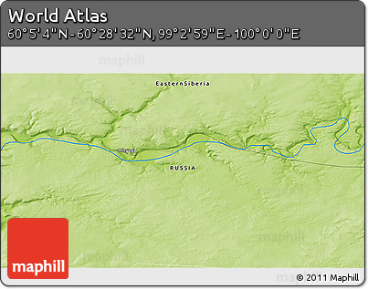 Physical 3D Map of the Area around 60° 16' 48" N, 99° 31' 30" E