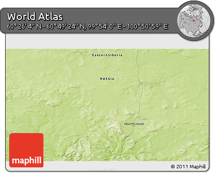 Physical 3D Map of the Area around 60° 37' 44" N, 100° 22' 30" E