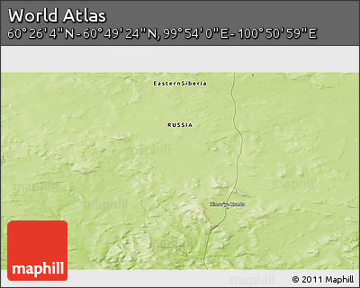 Physical 3D Map of the Area around 60° 37' 44" N, 100° 22' 30" E