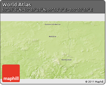 Physical 3D Map of the Area around 60° 37' 44" N, 100° 22' 30" E