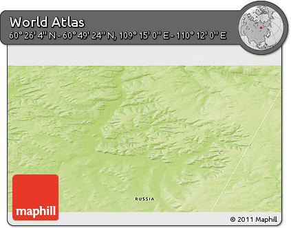 Physical 3D Map of the Area around 60° 37' 44" N, 109° 43' 29" E