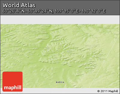 Physical 3D Map of the Area around 60° 37' 44" N, 109° 43' 29" E
