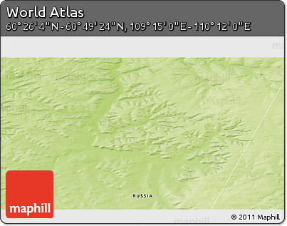Physical 3D Map of the Area around 60° 37' 44" N, 109° 43' 29" E