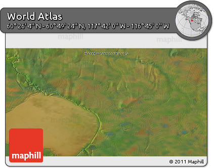 Satellite 3D Map of the Area around 60° 37' 44" N, 117° 13' 29" W