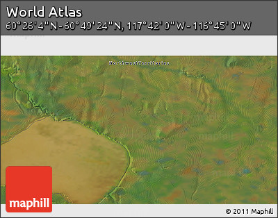 Satellite 3D Map of the Area around 60° 37' 44" N, 117° 13' 29" W