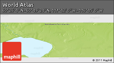 Physical Panoramic Map of the Area around 60° 37' 44" N, 117° 13' 29" W