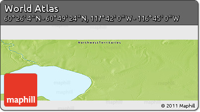 Physical Panoramic Map of the Area around 60° 37' 44" N, 117° 13' 29" W