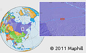 Political Location Map of the area around 60° 37' 44" N, 123° 19' 29" E