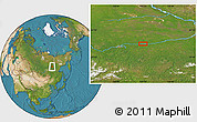 Satellite Location Map of the area around 60° 37' 44" N, 123° 19' 29" E