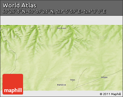 Physical 3D Map of the Area around 60° 37' 44" N, 127° 34' 30" E