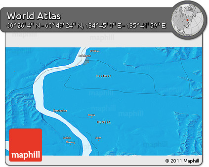 Political 3D Map of the Area around 60° 37' 44" N, 135° 13' 29" E