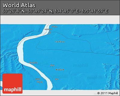 Political 3D Map of the Area around 60° 37' 44" N, 135° 13' 29" E