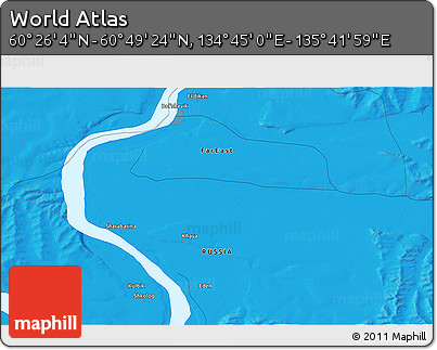 Political 3D Map of the Area around 60° 37' 44" N, 135° 13' 29" E