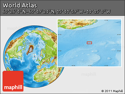 Physical Location Map of the Area around 60° 37' 44" N, 15° 13' 29" W
