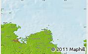 Physical Map of the area around 60° 37' 44" N, 17° 55' 29" E