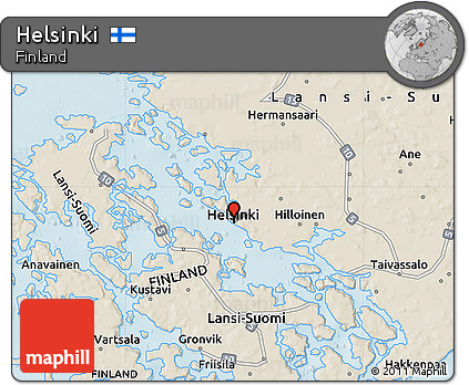 Shaded Relief Map of Helsinki