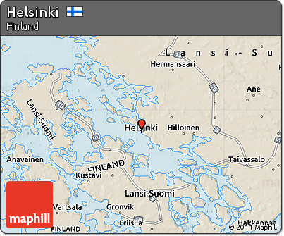 Shaded Relief Map of Helsinki