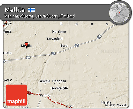 Shaded Relief Map of Mellilä