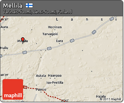 Shaded Relief Map of Mellilä