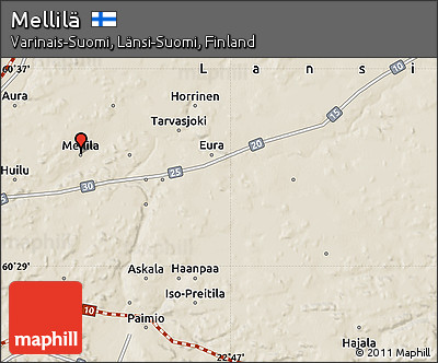 Shaded Relief Map of Mellilä