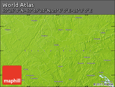 Physical Map of the Area around 60° 37' 44" N, 25° 34' 30" E