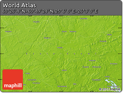 Physical Map of the Area around 60° 37' 44" N, 25° 34' 30" E