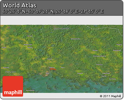 Satellite 3D Map of the Area around 60° 37' 44" N, 27° 16' 29" E