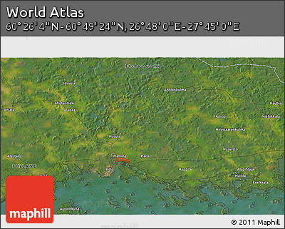 Satellite 3D Map of the Area around 60° 37' 44" N, 27° 16' 29" E
