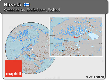 Gray Location Map of Hirvelä, hill shading
