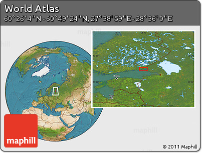 Satellite Location Map of the Area around 60° 37' 44" N, 28° 7' 30" E