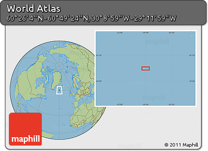 Savanna Style Location Map of the Area around 60° 37' 44" N, 29° 40' 29" W