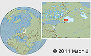 Savanna Style Location Map of the area around 60° 37' 44" N, 30° 40' 29" E, hill shading