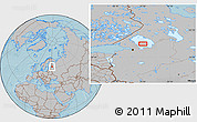 Gray Location Map of the area around 60° 37' 44" N, 31° 31' 29" E, hill shading