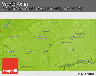 Physical 3D Map of the Area around 60° 37' 44" N, 34° 4' 30" E