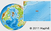 Physical Location Map of the area around 60° 37' 44" N, 35° 37' 30" W