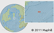 Savanna Style Location Map of the area around 60° 37' 44" N, 35° 37' 30" W, hill shading