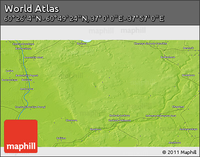 Physical 3D Map of the Area around 60° 37' 44" N, 37° 28' 30" E