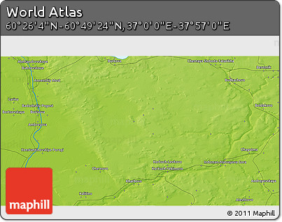 Physical 3D Map of the Area around 60° 37' 44" N, 37° 28' 30" E