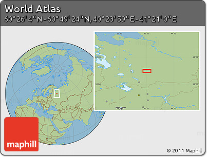 Savanna Style Location Map of the Area around 60° 37' 44" N, 40° 52' 30" E