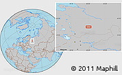 Gray Location Map of the area around 60° 37' 44" N, 42° 34' 30" E