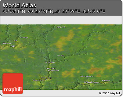 Satellite 3D Map of the Area around 60° 37' 44" N, 44° 16' 29" E