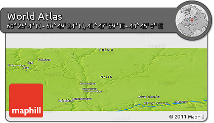 Physical Panoramic Map of the Area around 60° 37' 44" N, 44° 16' 29" E